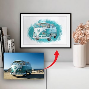 Watercolor car sketch, Custom car illustration from photo, Custom car digital drawing, Watercolor car portrait, Custom car sketch