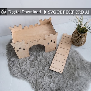 Château pour animaux de compagnie svg, Modèle de château pour animaux de compagnie, Château pour animaux de compagnie en bois svg, Château pour animaux de compagnie en bois pdf, Modèle de château en bois, Château découpé au laser svg, Château en bois svg