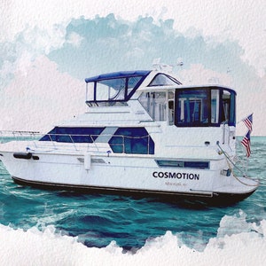 Ilustración de barco personalizado, Retrato de barco personalizado, Retrato de acuarela personalizado de la foto, Retrato de barco de acuarela, Dibujo de barco personalizado