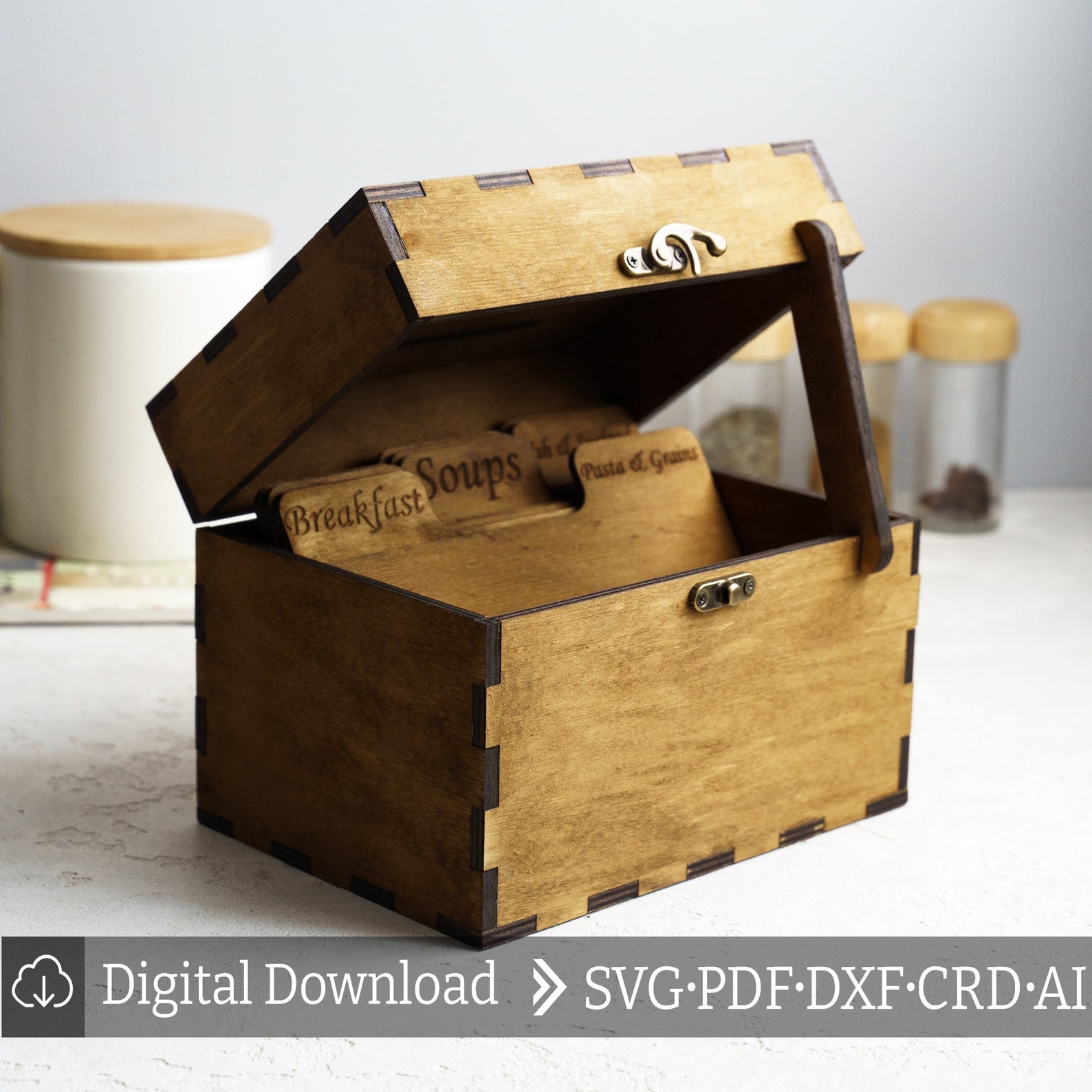 Recipe Box Laser Cut, Wood Recipe Box Laser Cut, Recipe Box With Card Laser Cut, Wood Recipe Box