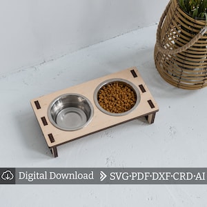 Supporto per mangiatoia per gatti in formato SVG, supporto per alimentazione per cani tagliato al laser, supporto per mangiatoia per cani in formato SVG, stazione di alimentazione per cani in formato SVG, taglio laser per stazione di alimentazione per cani