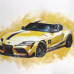 Custom watercolor car, Watercolor car sketch, Custom car illustration from photo, Personalized car portraits, Custom car digital drawing