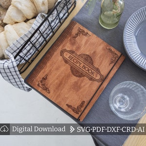 Recipe book svg, Recipe book pattern, Recipe book laser cut, Recipe book cover svg, Wood recipe book svg, Wood recipe book laser cut