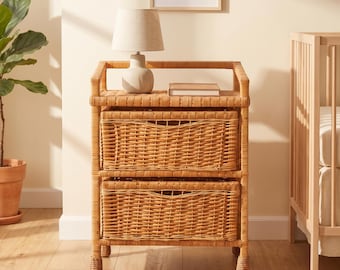 Cómoda de mimbre, armario de almacenamiento de mimbre, mueble de almacenamiento para guardería, armario con cajones de ratán, cómoda de mimbre, muebles bohemios