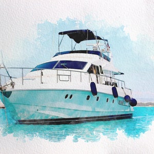 Aangepast bootportret, Aangepaste bootillustratie, Aangepaste boottekening, Aquarel bootportret, Gepersonaliseerde bootinrichting, Aangepaste bootkunst