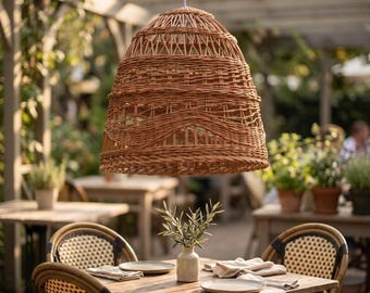 Wicker Pendant Light, Rattan Hanging Lamp, Boho Ceiling Light, Rustic Pendant Lamp, Natural Wicker Light Fixture, Eco pendant light