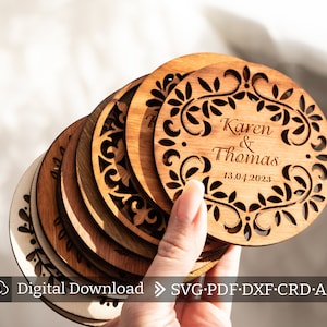 Svg de sous-bocks invités, motif de sous-bocks invités, sous-bocks invités en bois svg, fichier laser sous-bocks, fichier laser sous-bocks en bois