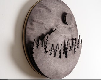 Decoración Pared Metal Montañas – 3 Piezas, Negro, 43x31 Cm Cada Una, Estilo Minimalista