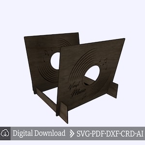 Vinyl platenstandaard lasergesneden, vinyl platenstandaard patroon, vinyl platenstandaard SVG, vinyl record houder laser gesneden, vinyl record houder SVG