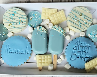 Personalised Birthday Treat Box Gift For Man Chocolate Treatbox Birthday Cookie Gift Personalised Gift For Him Birthday Cake Gift