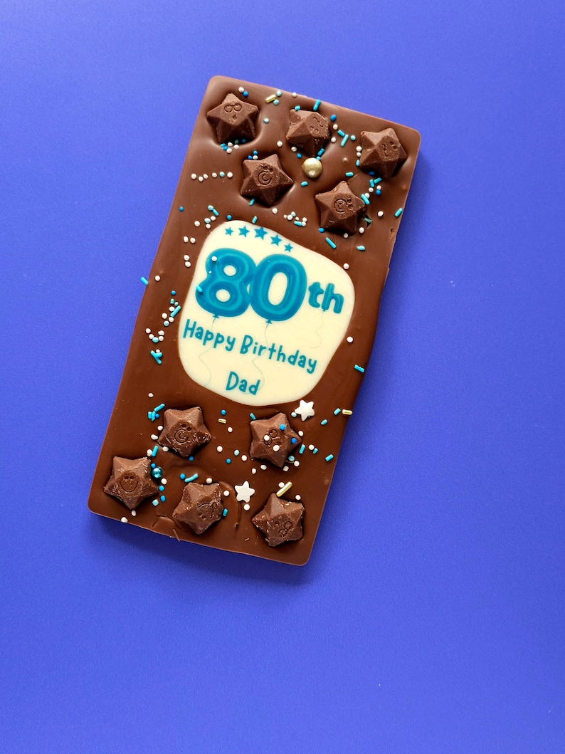 Special 80th Birthday Chocolate Gift Personalised Chocolate Present For Him Edible 80th Birthday Present For Grandad Personalised Gift