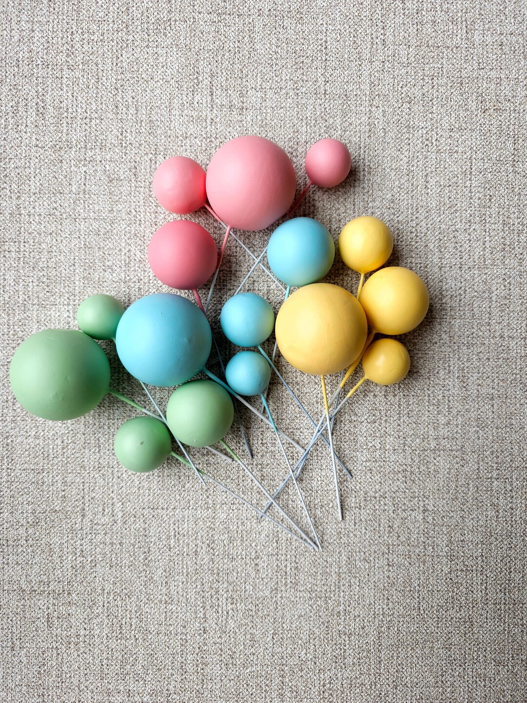 Pastel Birthday Cake Topper Decor Gold Cake Topper for Cake Pastel Coloured Cake Topper Balls