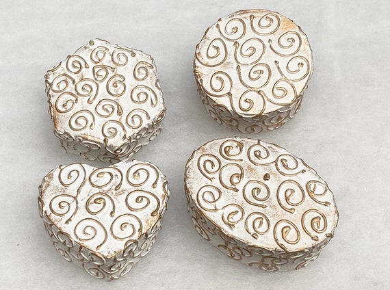 Miniature Paper Mache Boxes with Removable Lid, Set of 4
