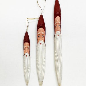 Vintage Wooden  Santa Face Icicle Ornaments