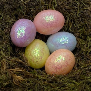 Plastic Easter Eggs Lg w/mica dust Set of 12