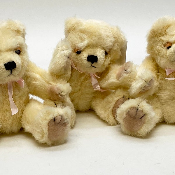 Plush Jointed  Bears with Pink Bow Tie, Stuffed Bears, Plush Bears,