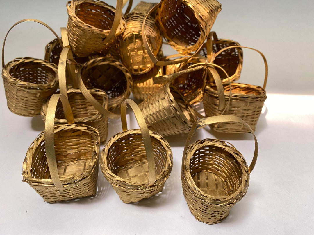 Miniature Woven Baskets/ Gold Color Set of 18 Etsy