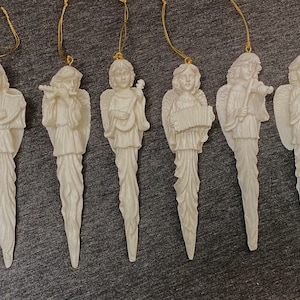 Icicle Angel Ornaments with Musical Instruments Set of 6