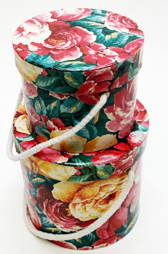 Round Paper Mache Box Set of 2 Etsy