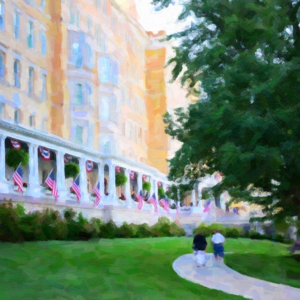 PRINTABLE Memorial Day at French Lick Springs Hotel / Oil Painting / Instant Download / Wall Art / Historic Hotels / Summer / Indiana Art
