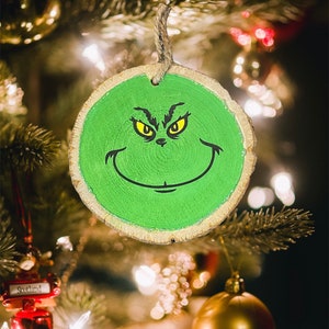 Grinch Wood Ornament, Grinch Ornament 2023, Wood Ornament, Christmas Ornaments Handmade, Christmas Ornaments Personalized