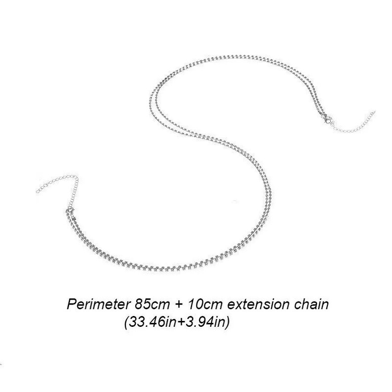 Jewelry body silver diamond chains separate that you can cross or just wear it or you desire
