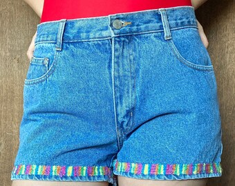 Embroidered Jean Shorts - Etsy