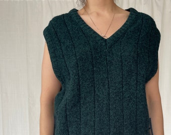 90's Forest Green Sweater Vest , Vintage Eddie Bauer // L-XL