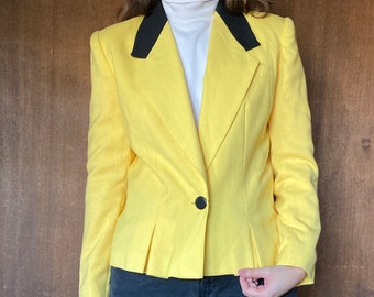 Yellow & Black Linen Blazer//S-M