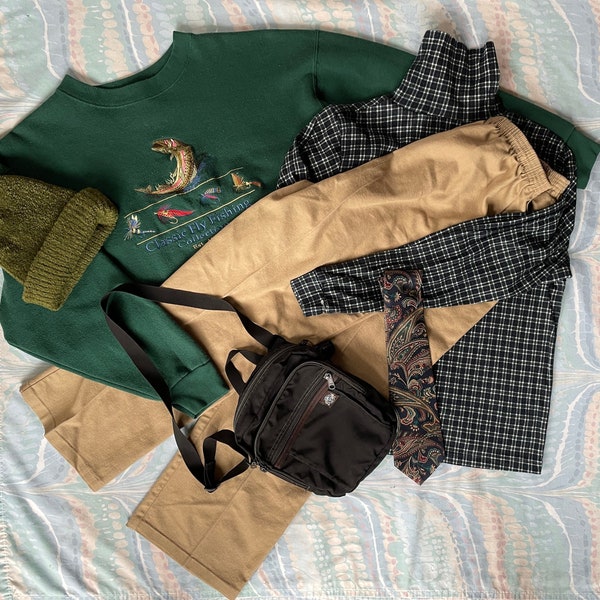 Gender Neutral Vintage Clothing Mystery Bundle || curated thrift box 70's 80's 90's & Y2K clothes and accesories