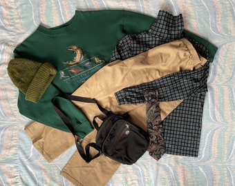 Gender Neutral Vintage Clothing Mystery Bundle || curated thrift box 70's 80's 90's & Y2K clothes and accesories