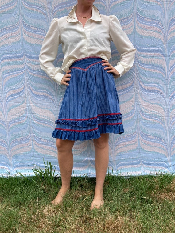 1970's Gunne Sax Vintage High Waisted Ruffled Den… - image 3