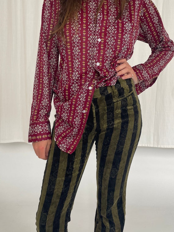 70's Patterned Button Down Dagger Collar Vintage … - image 2