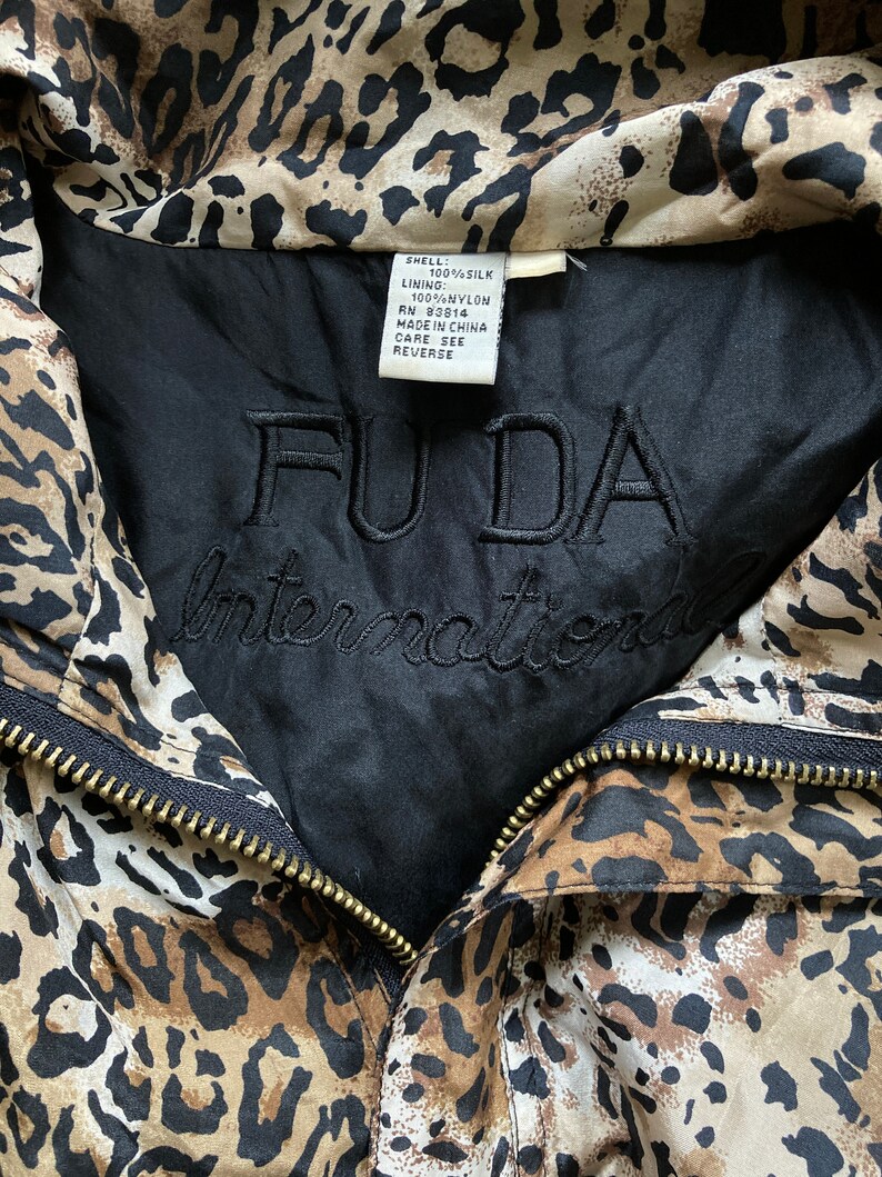 90's Pure Silk Leopard Print Bomber Jacket// M-XL image 7