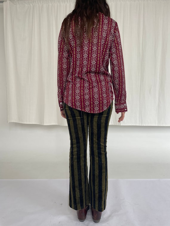 70's Patterned Button Down Dagger Collar Vintage … - image 7