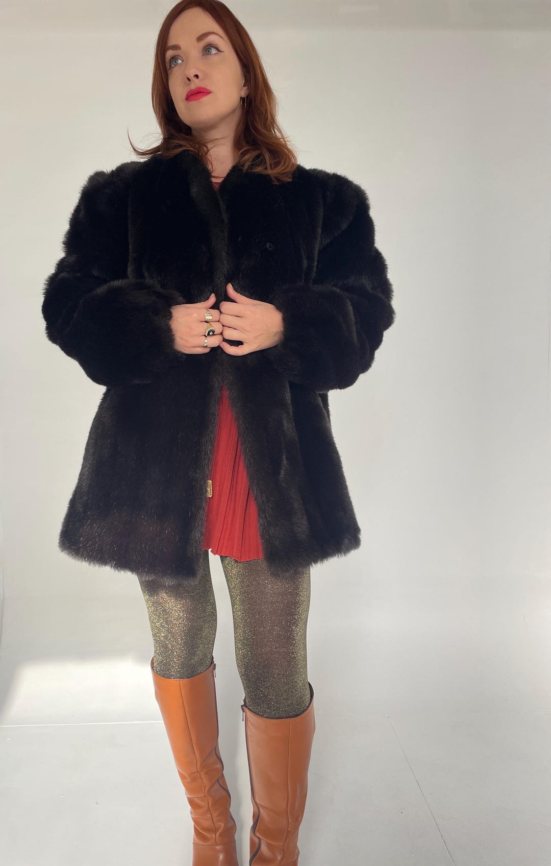 Vintage 90’s cream and white faux fur jacket main image 0