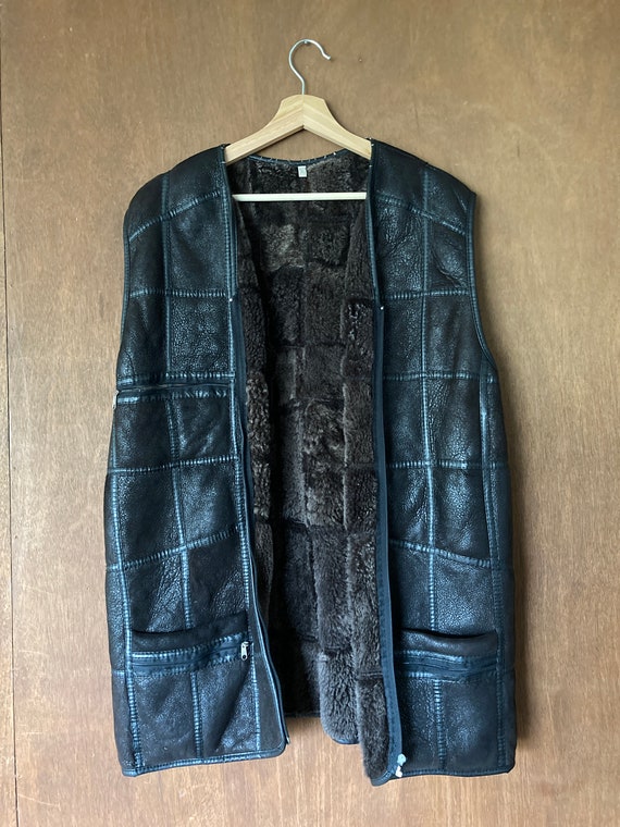 Vintage Patchwork Leather Faux Fur Lined Plus Siz… - image 8