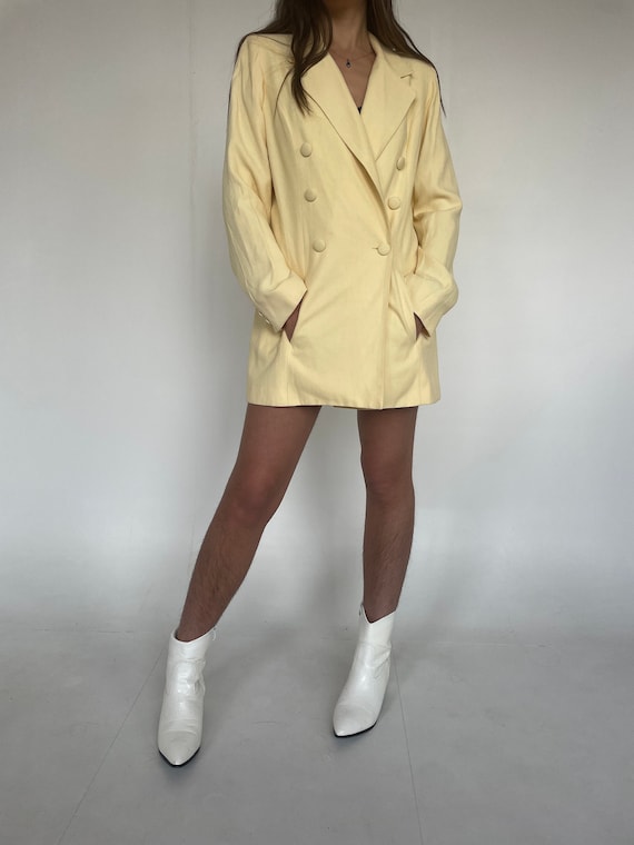 Butter Yellow 90's Blazer Dress // M - image 1