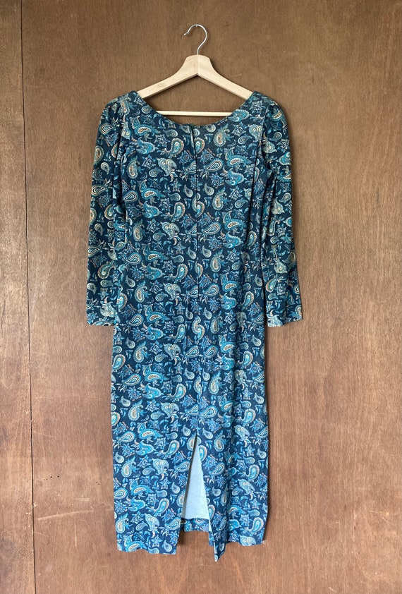 70's Blue Green Paisley Scoop Neck Dress//S - image 6