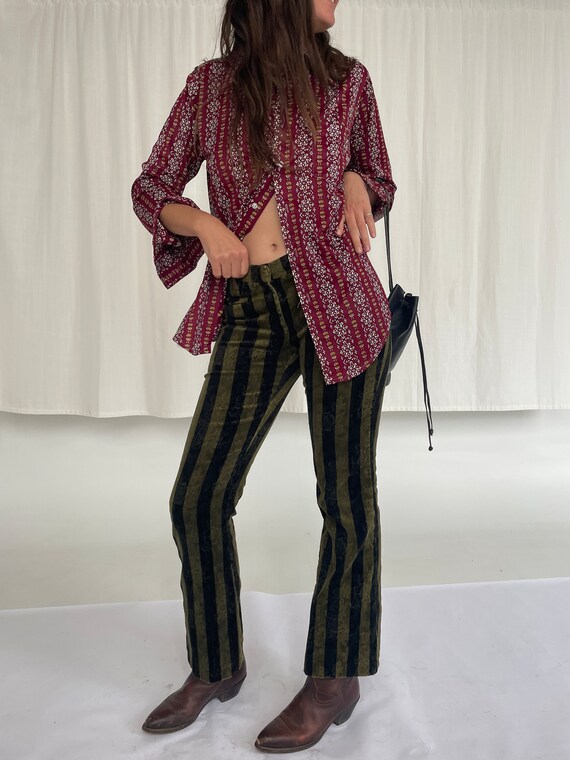 70's Patterned Button Down Dagger Collar Vintage … - image 3