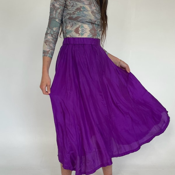 Vintage Pure Silk Bright Purple Maxi Skirt 90's Silk Purple Maxi Skirt 90's Vintage Womenswear Size Small Size Medium 90's Maxi Skirt // S-M