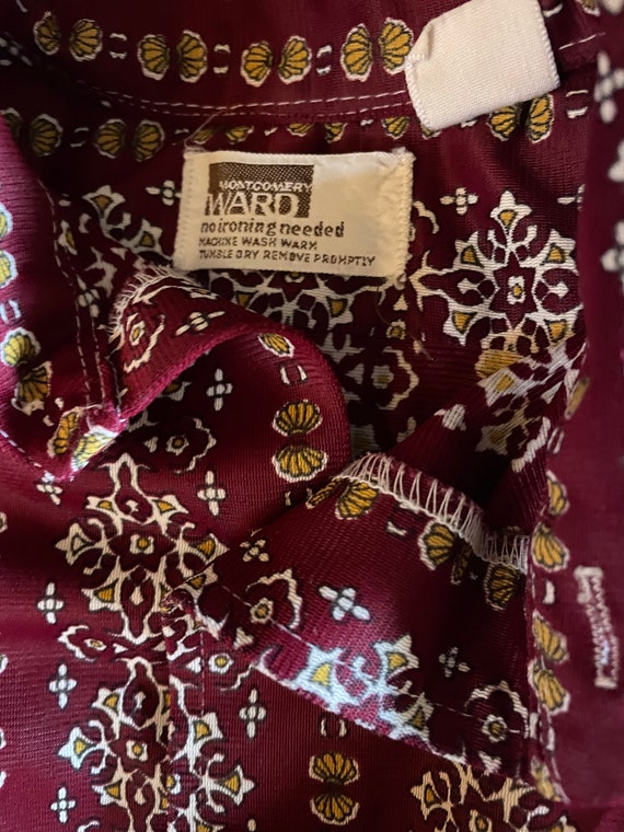 70's Patterned Button Down Dagger Collar Vintage … - image 8