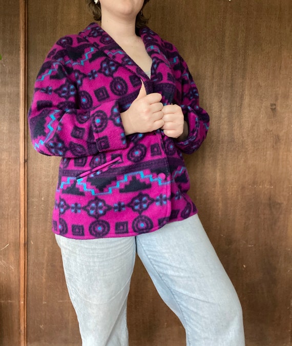 Patterned Fleece Blazer//M-XL