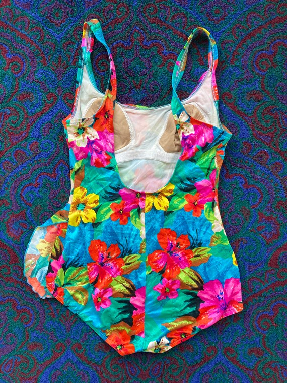 90's Jantzen Tropical One Piece Swimsuit w Small … - image 4