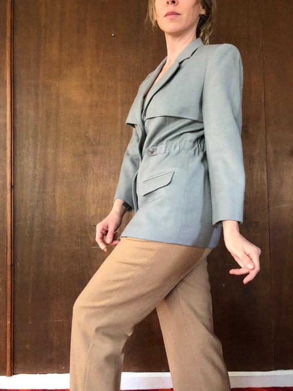 Light Blue 90's Does 70's Vintage Wool Blazer// X… - image 2