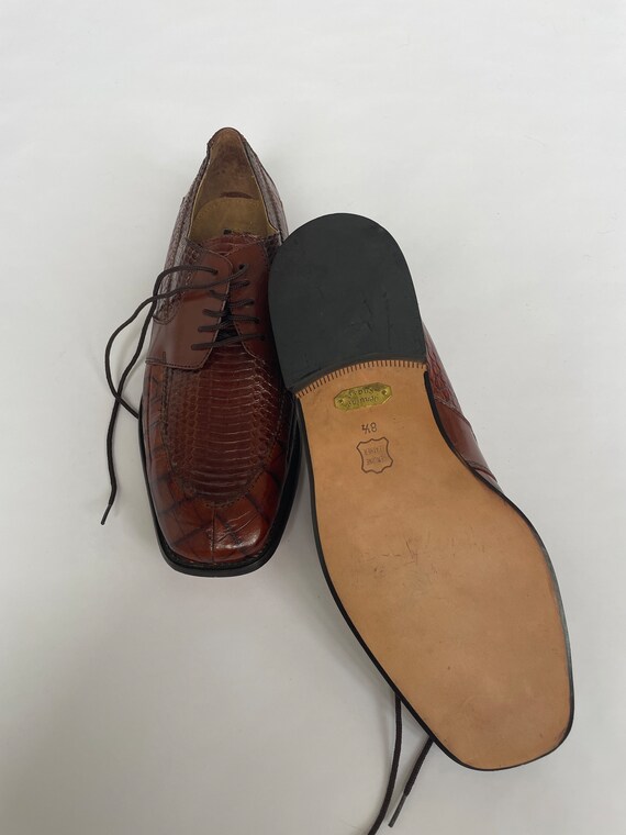 Men's Classic Snake Pattern Genuine Leather Lace Up Dress Shoes