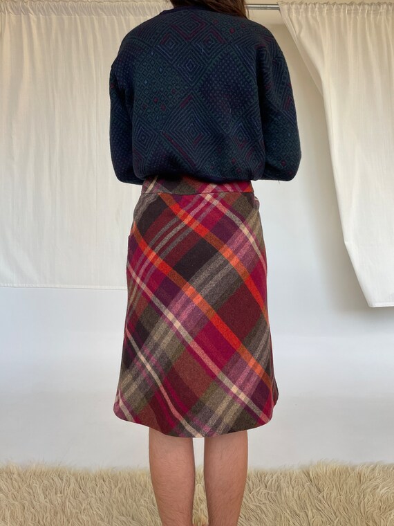 Vintage Plaid Wool Long Skirt Midi Skirt Winter S… - image 3
