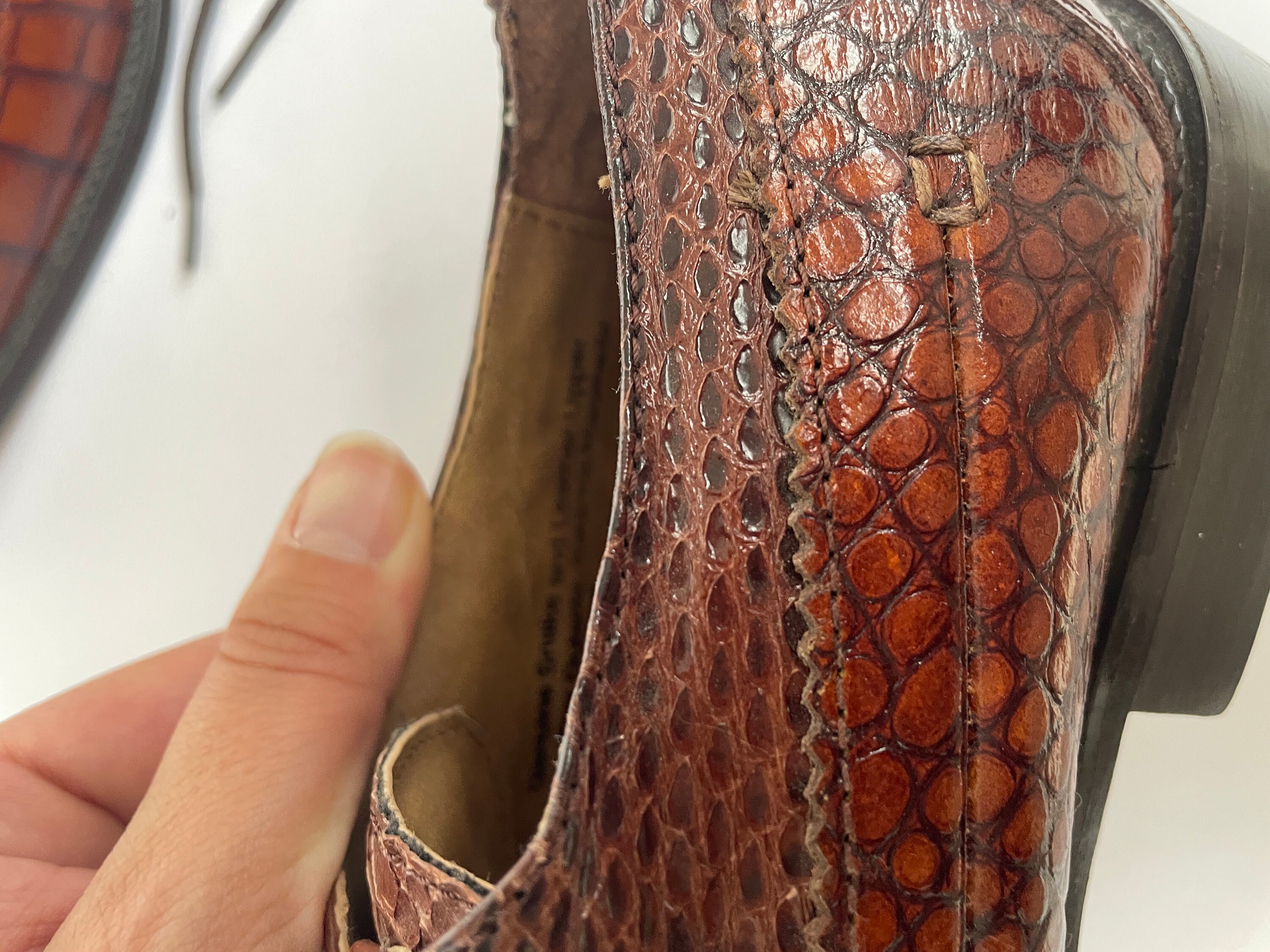 Deadstock Vintage Streetwear Mens 11.5 M Genuine Snakeskin Loafers Shoes Brown Genuine Python Loafers Dark Brown – DanielReCollection main image 2