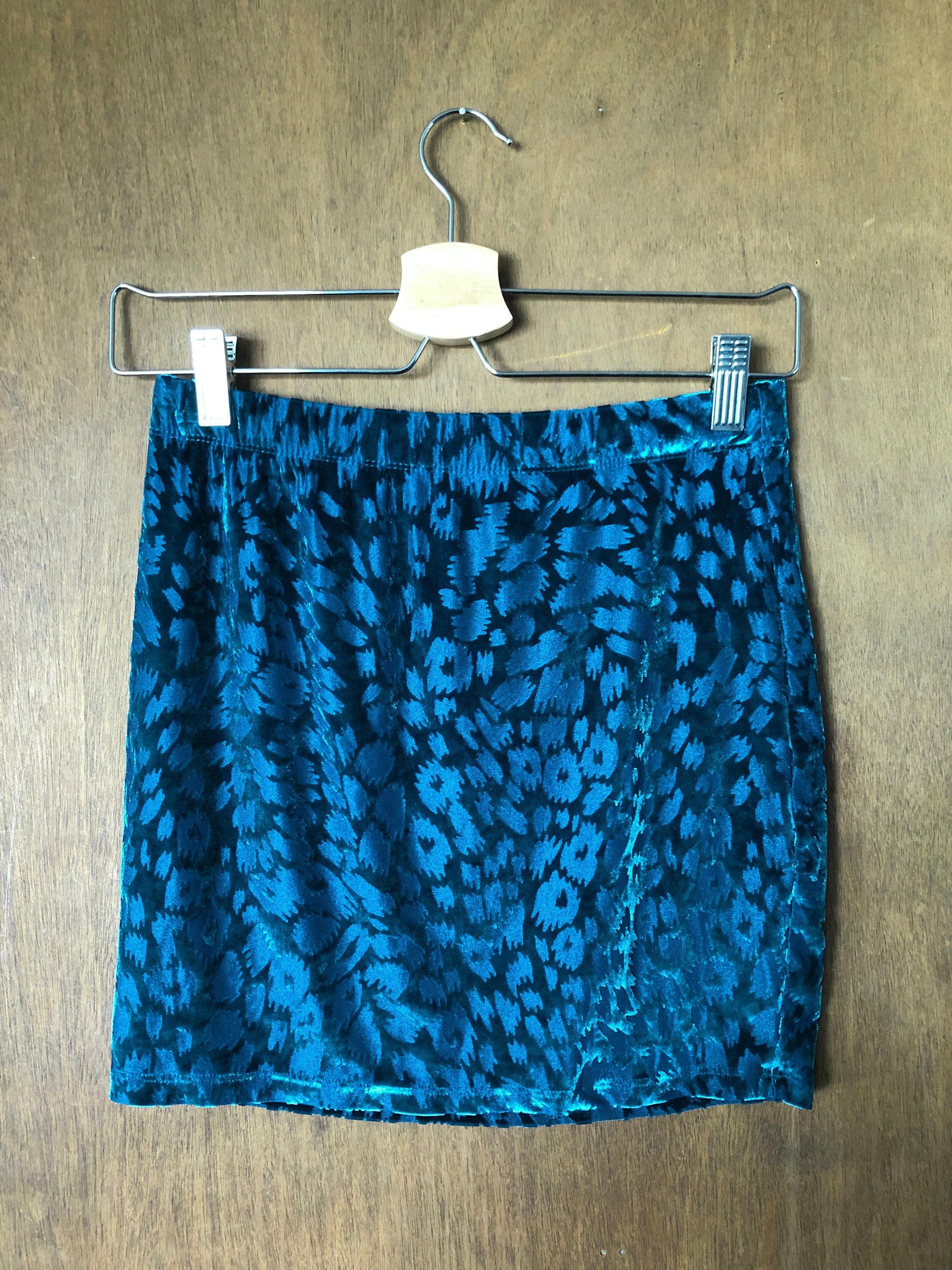 90's Blue on Blue Stretchy Leopard Print Mini Skirt//S-M | Etsy