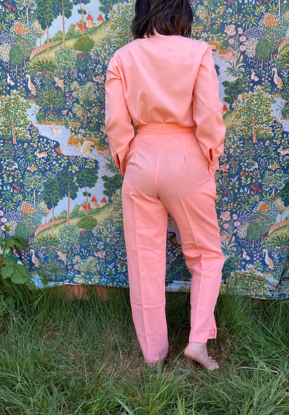 High Waisted Peach Front Crease Vintage Pants w/ Matc… Gem